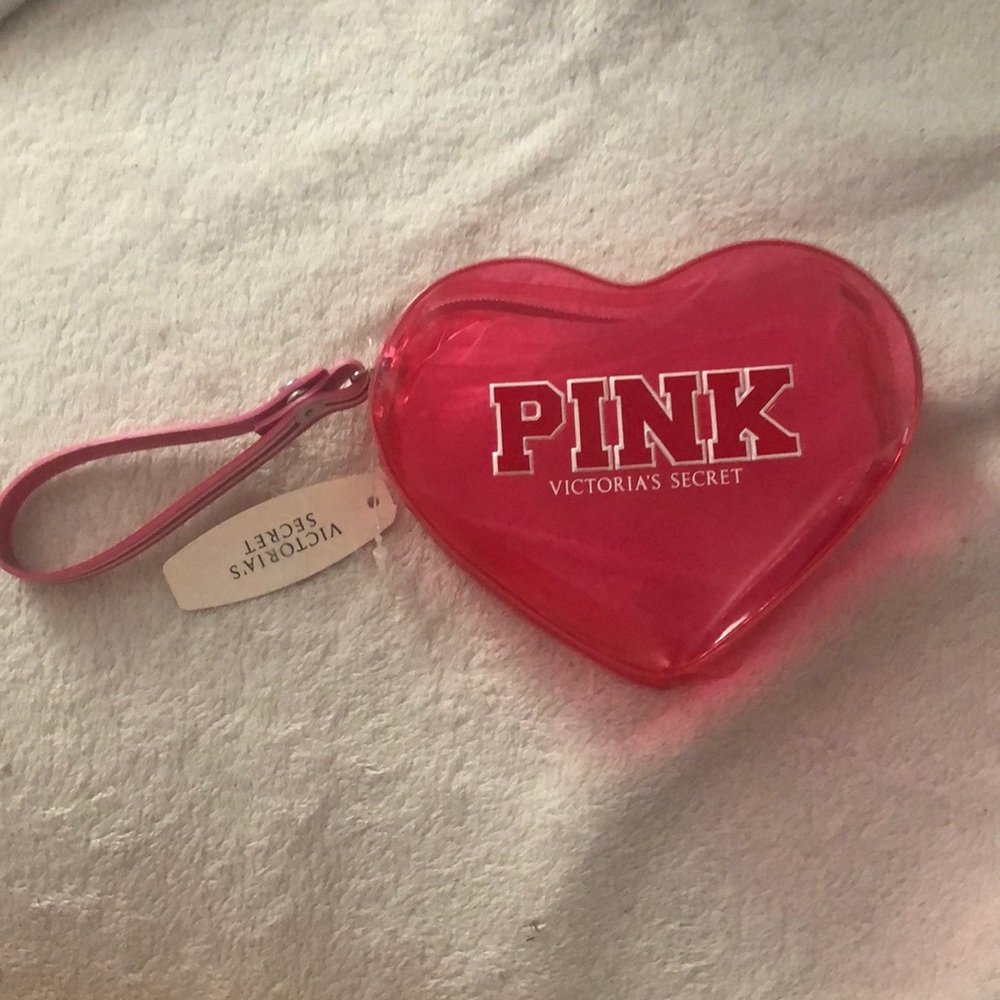 PINK VS heart wristlet
